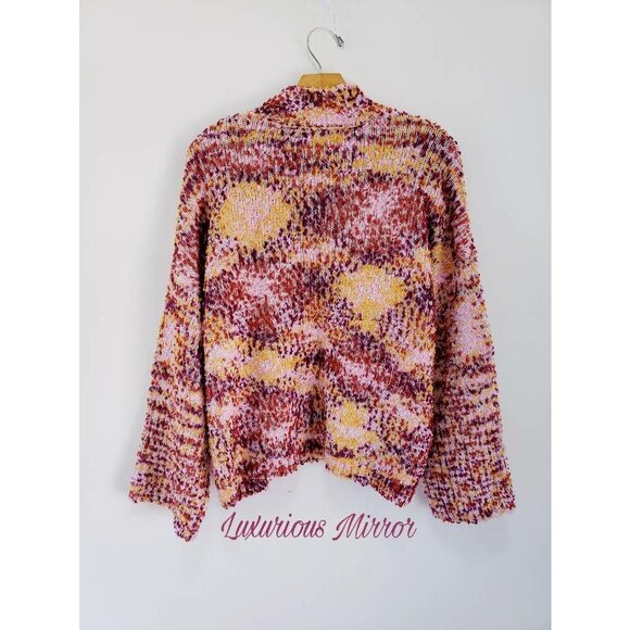 Andrew Marc New York Knit Popcorn Sweater Relaxed Fit Marled Long Sleeves Sz L - Picture 2 of 6